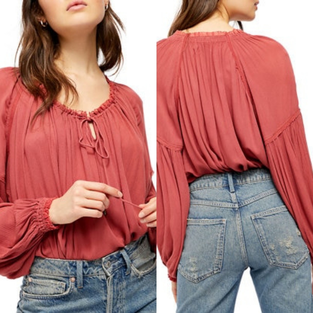 Free People Dusty Rose Peasant Blouse